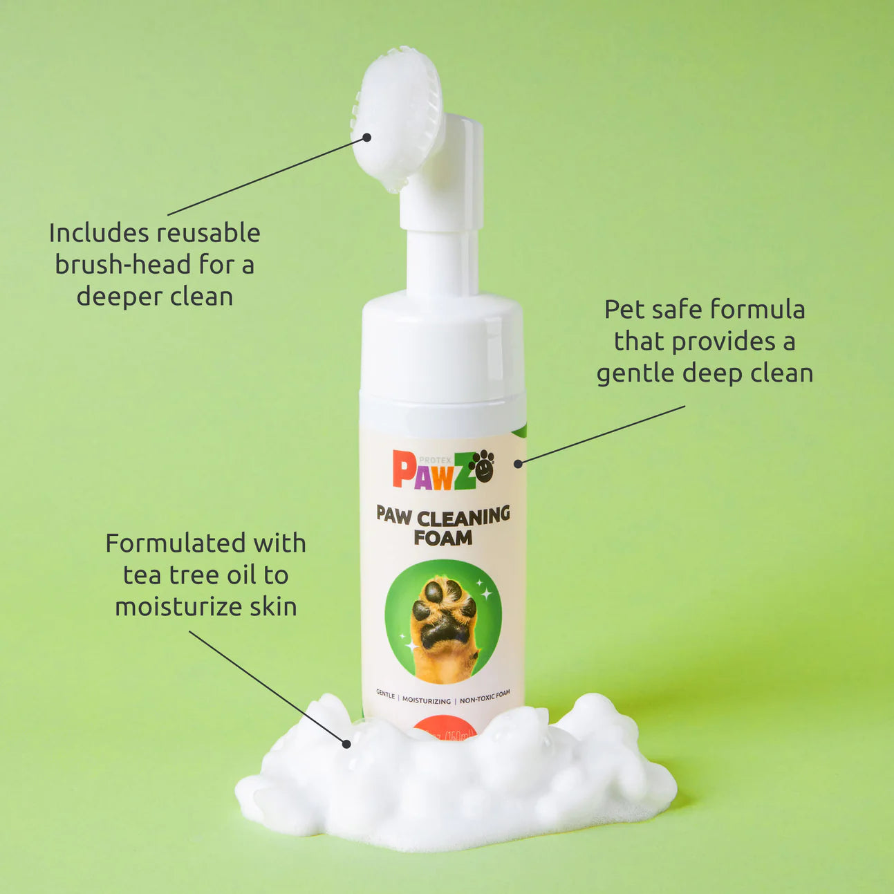 Pawz Paw Cleaning Foam with Brush 5oz for Dogs & Cats