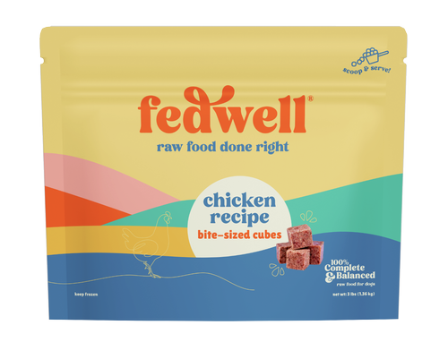 Fedwell Bite-Sized Cubes Raw Frozen Dog Food