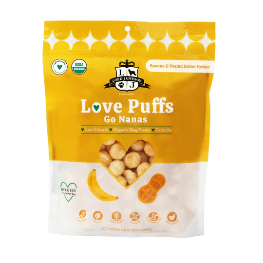 Lord Jameson Dog Treats Love Puffs Go Nanas Organic Dog Treats