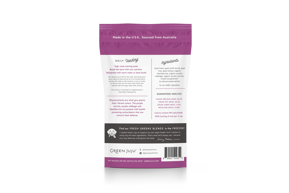 Green Juju Freeze-Dried Whole Food Bites Goat Purple for Dogs & Cats