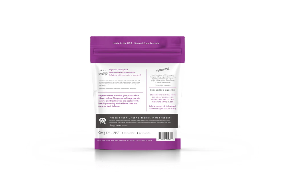 Green Juju Freeze-Dried Whole Food Bites Goat Purple for Dogs & Cats