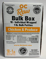OC Raw Grain Free Bulk Raw Frozen Dog Food Box 18LB