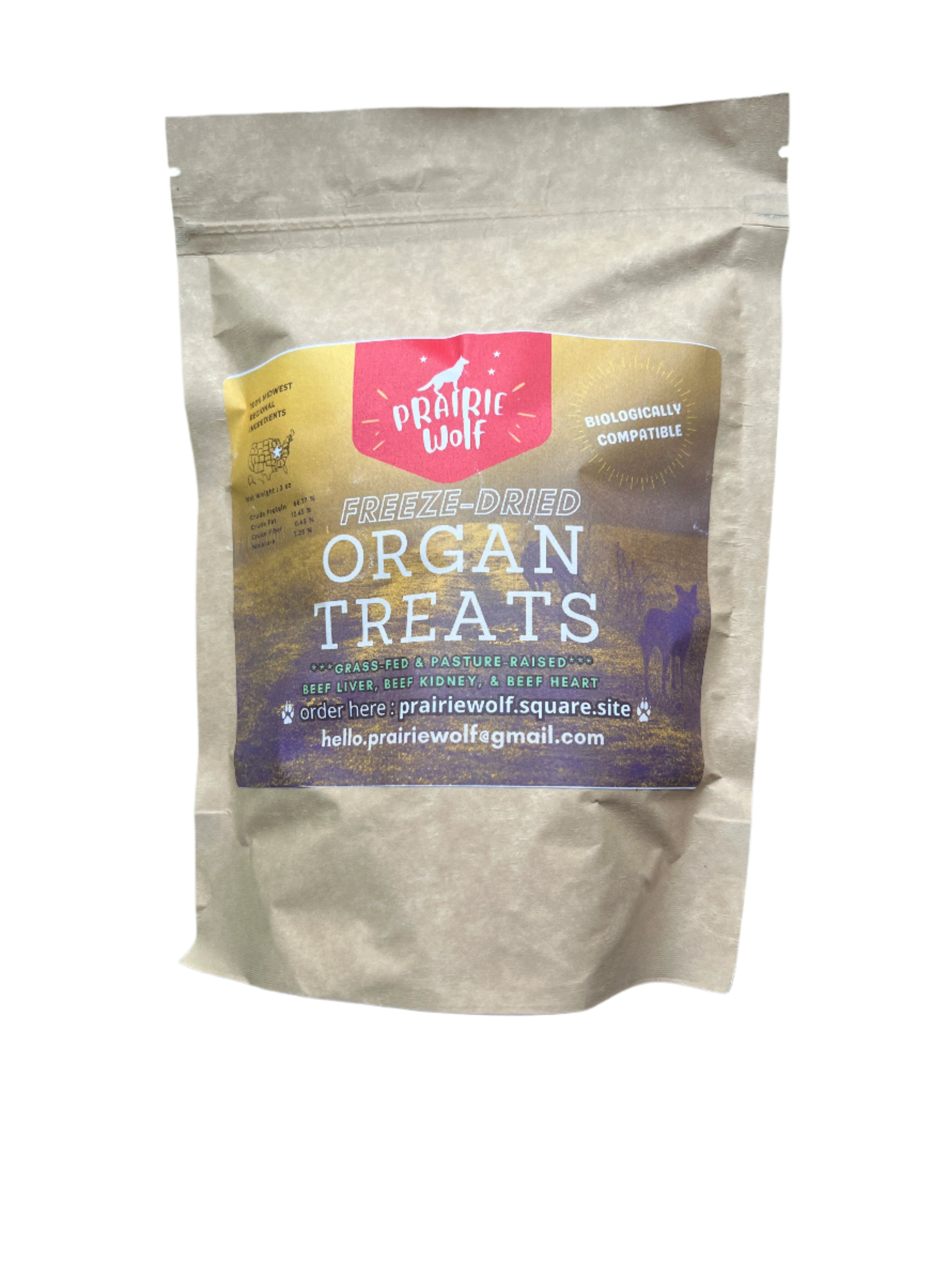 Prairie Wolf Freeze-Dried Beef Organ Treats