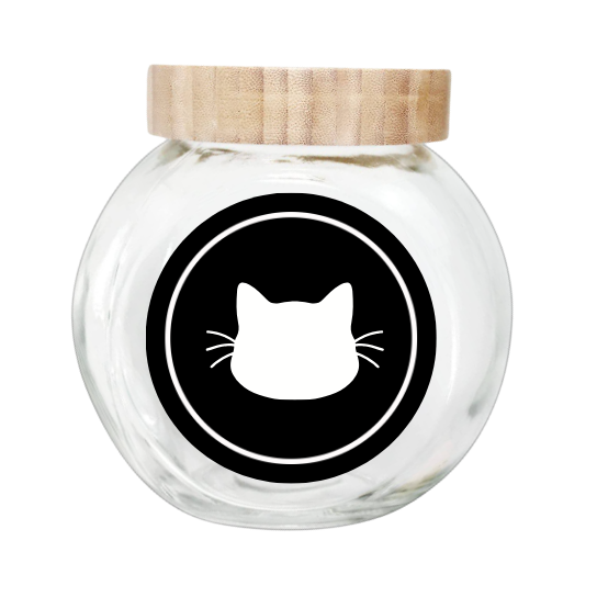 Sparky & Co Bamboo Top Small Glass Cat Treat Jar