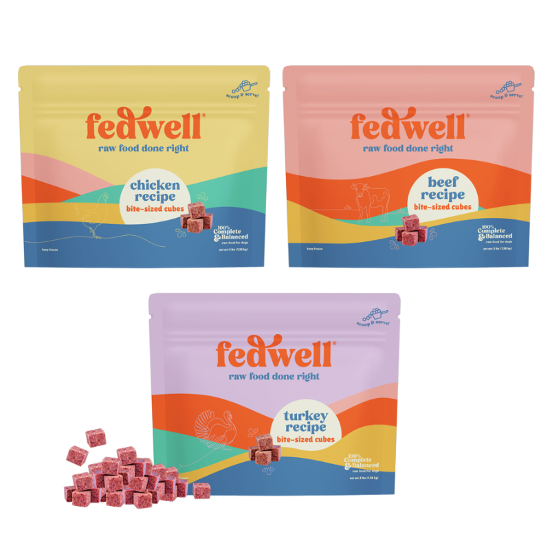 Fedwell Bite-Sized Cubes Raw Frozen Dog Food