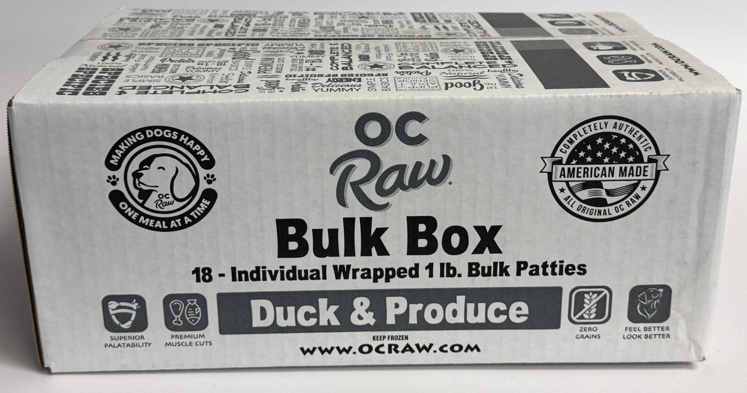 OC Raw Grain Free Bulk Raw Frozen Dog Food Box 18LB