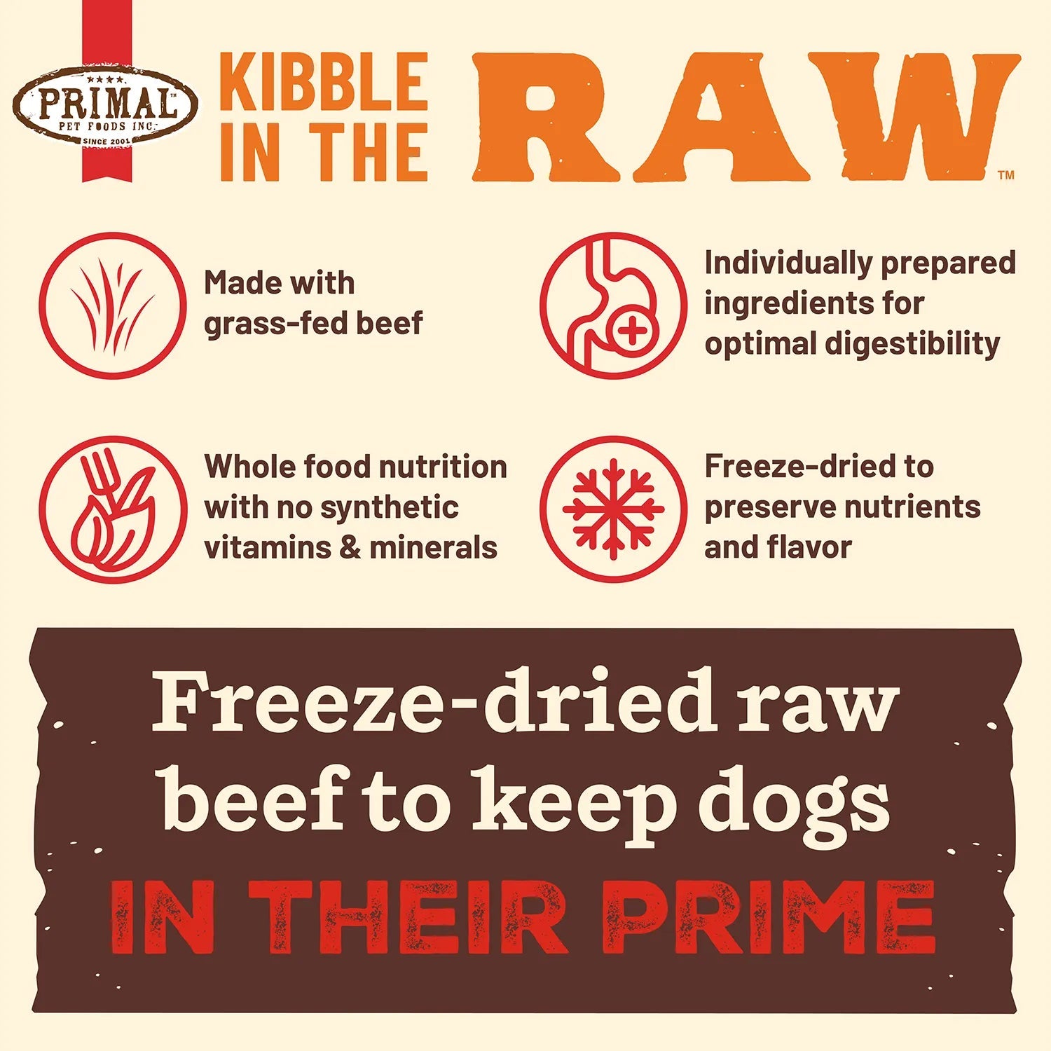 Primal Kibble in the Raw Beef Dog Food