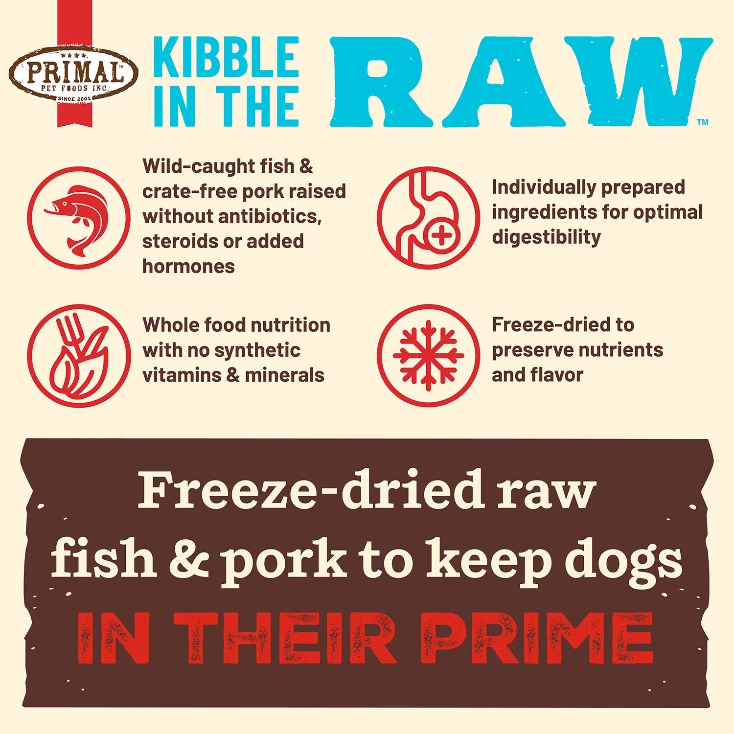 Primal Kibble in the Raw Fish & Pork Dog Food