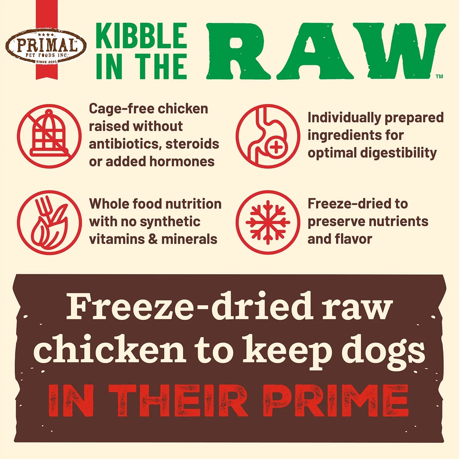 Primal Kibble in the Raw Small Breed Chicken Dog Food