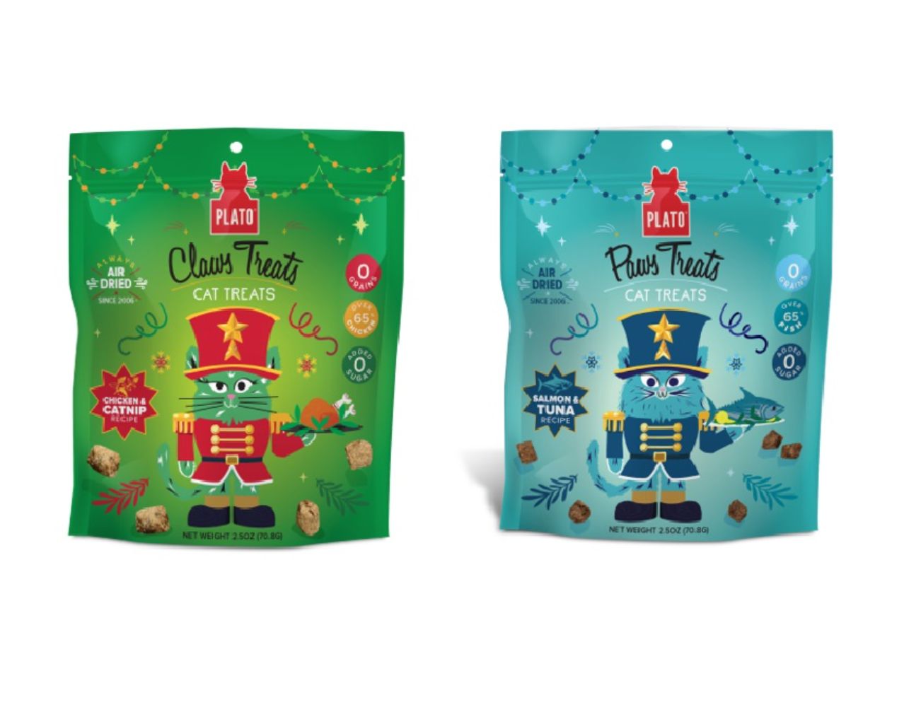 Plato Holiday Paws & Claws 2pk Cat Treats