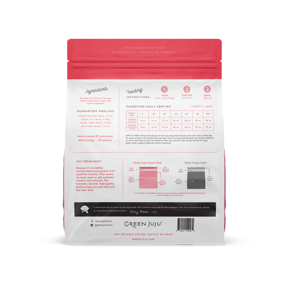 Green Juju Frozen Raw Food Diet Pork Recipe