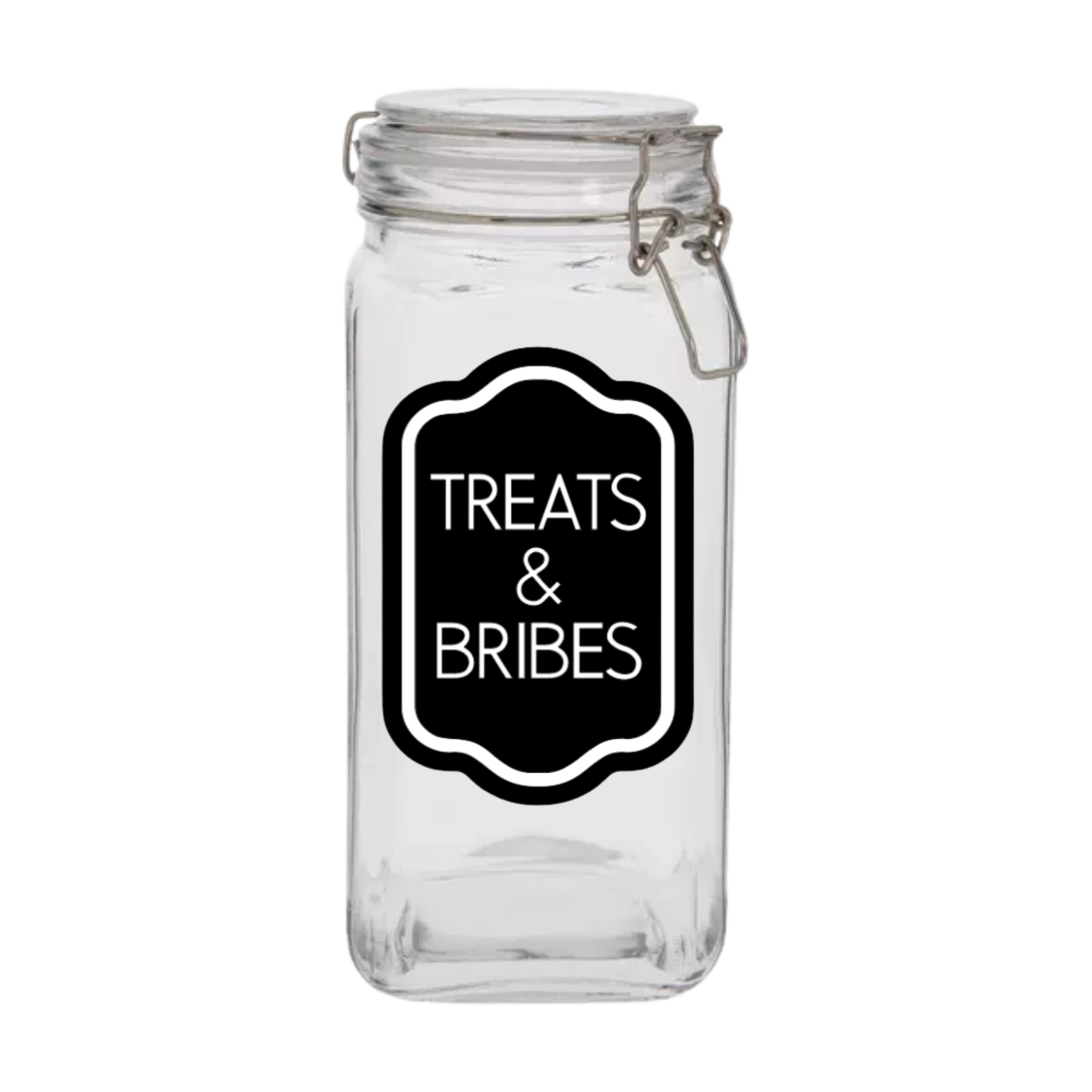 Sparky & Co Treats & Bribes Glass Treat Canister With Latch-Style Lid 57oz