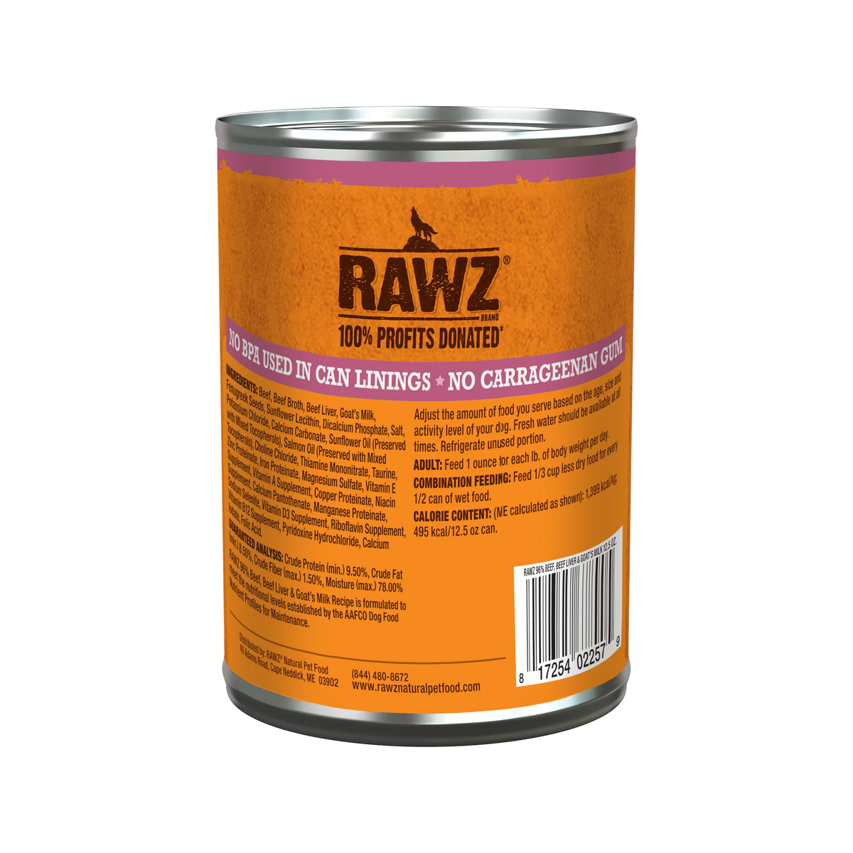 Rawz 96% Recipe with Goat Milk Canned Dog Food