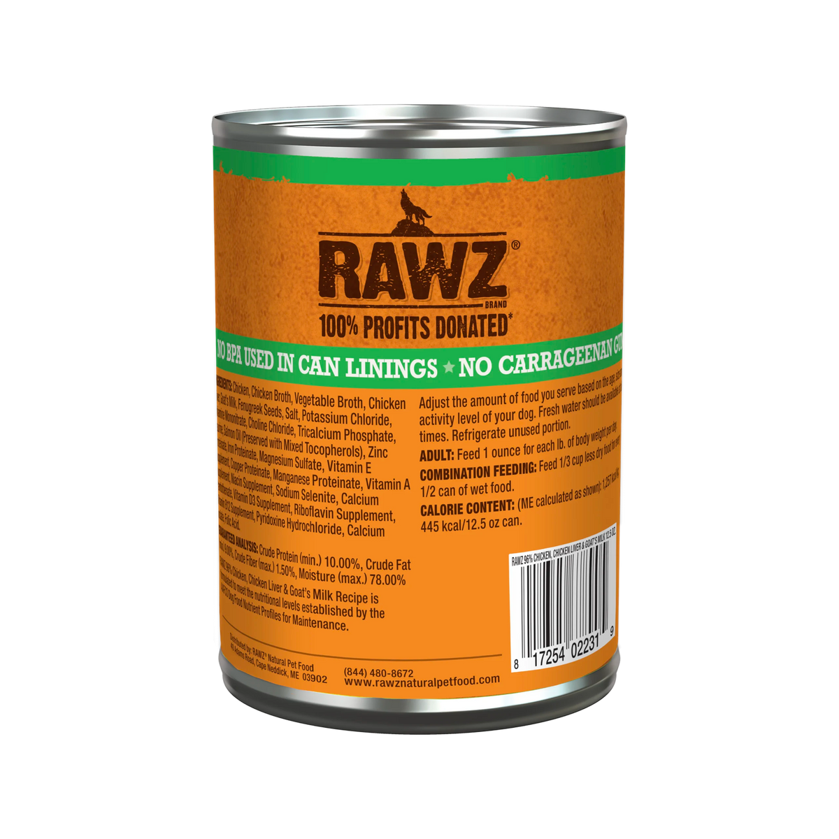 Rawz 96% Recipe with Goat Milk Canned Dog Food