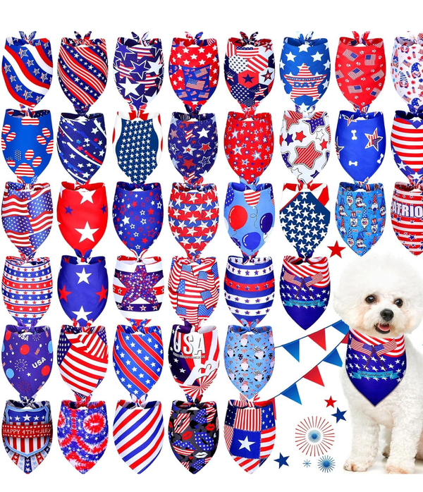 Sparky & Co Summer 2024 Patriotic Bandana Collar Accessory for Dogs & Cats