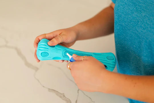 Messy Mutts Totally Pooched Stuff n' Brush Stick 9" Dog Toy