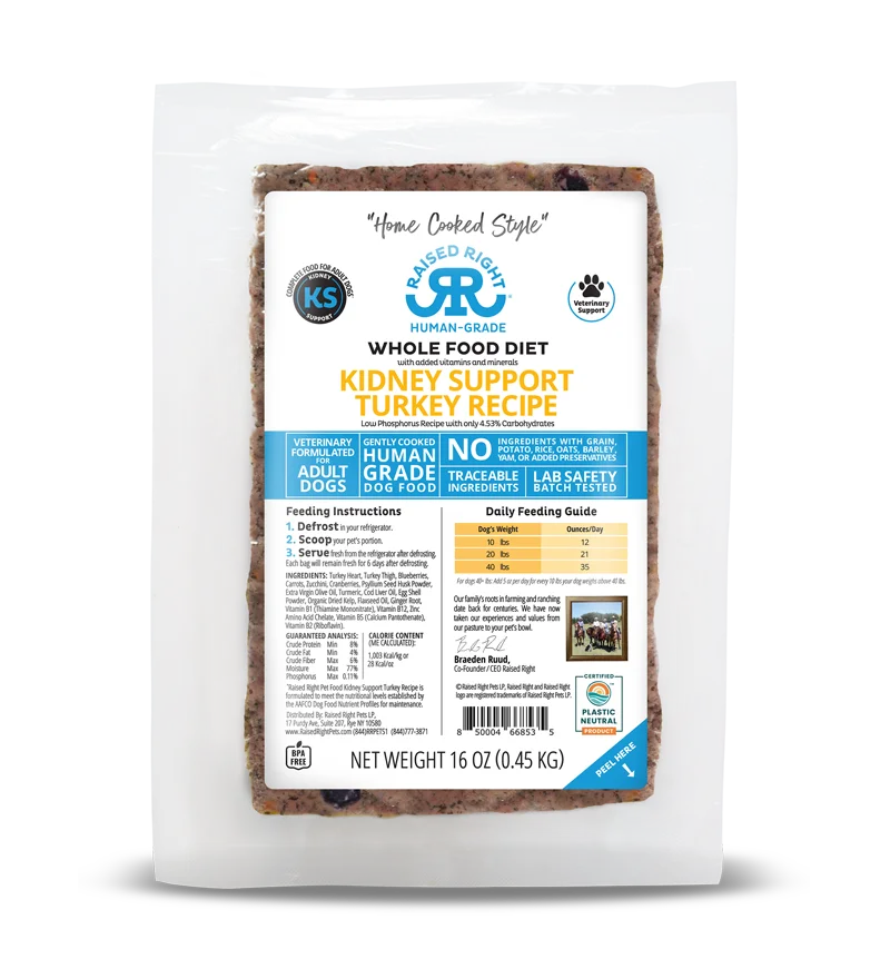 Raised Right Frozen Whole Food Diet Veterinary Support Recipes for Adult Dogs