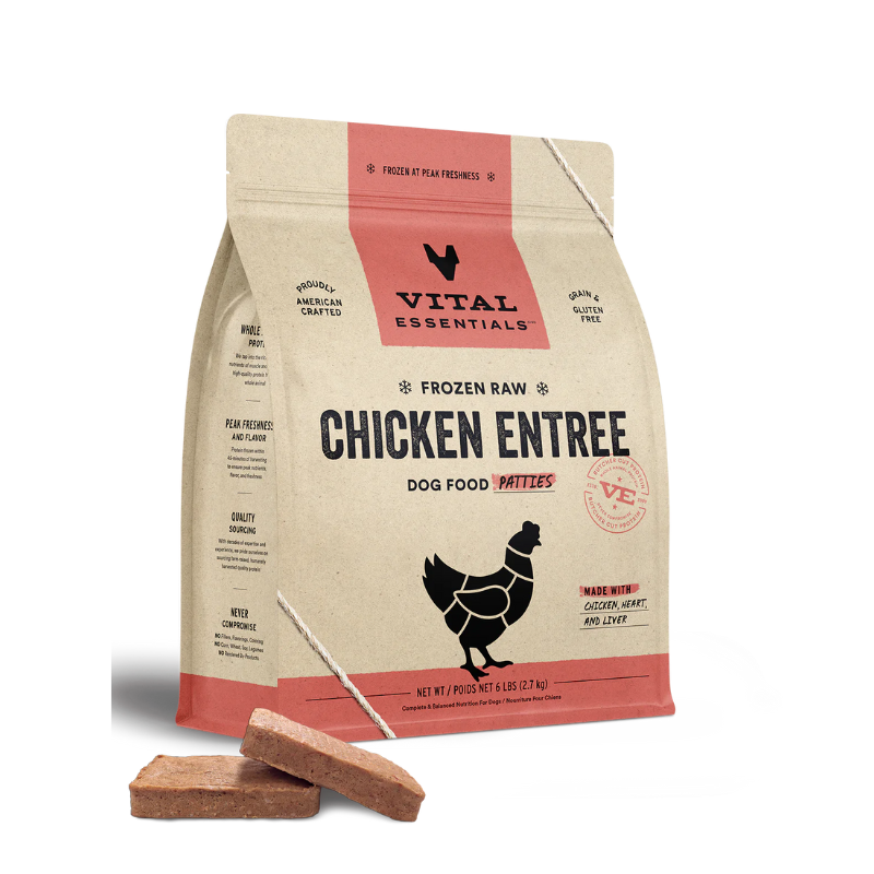 Vital Essentials Raw Frozen Patties Chicken Dog Food