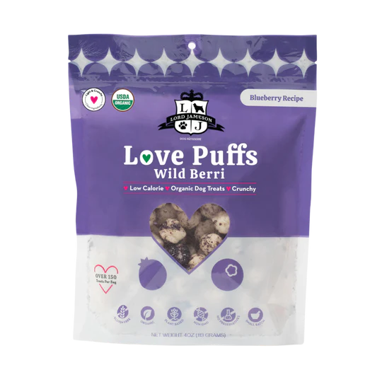 Lord Jameson Dog Treats Love Puffs Wild Berri Organic Dog Treats