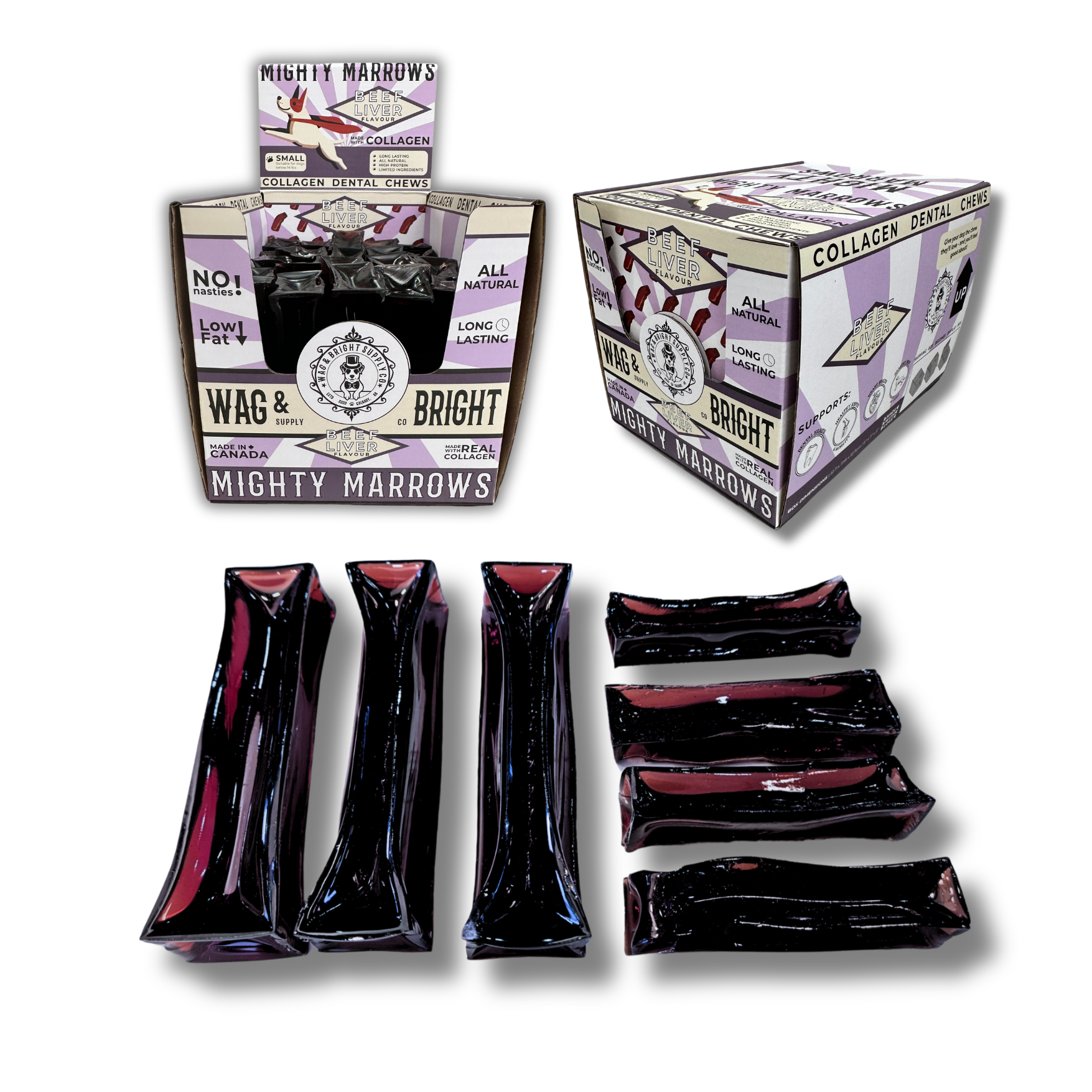 Wag & Bright Supply Co. Mighty Marrows Collagen Beef Liver Dental Chew
