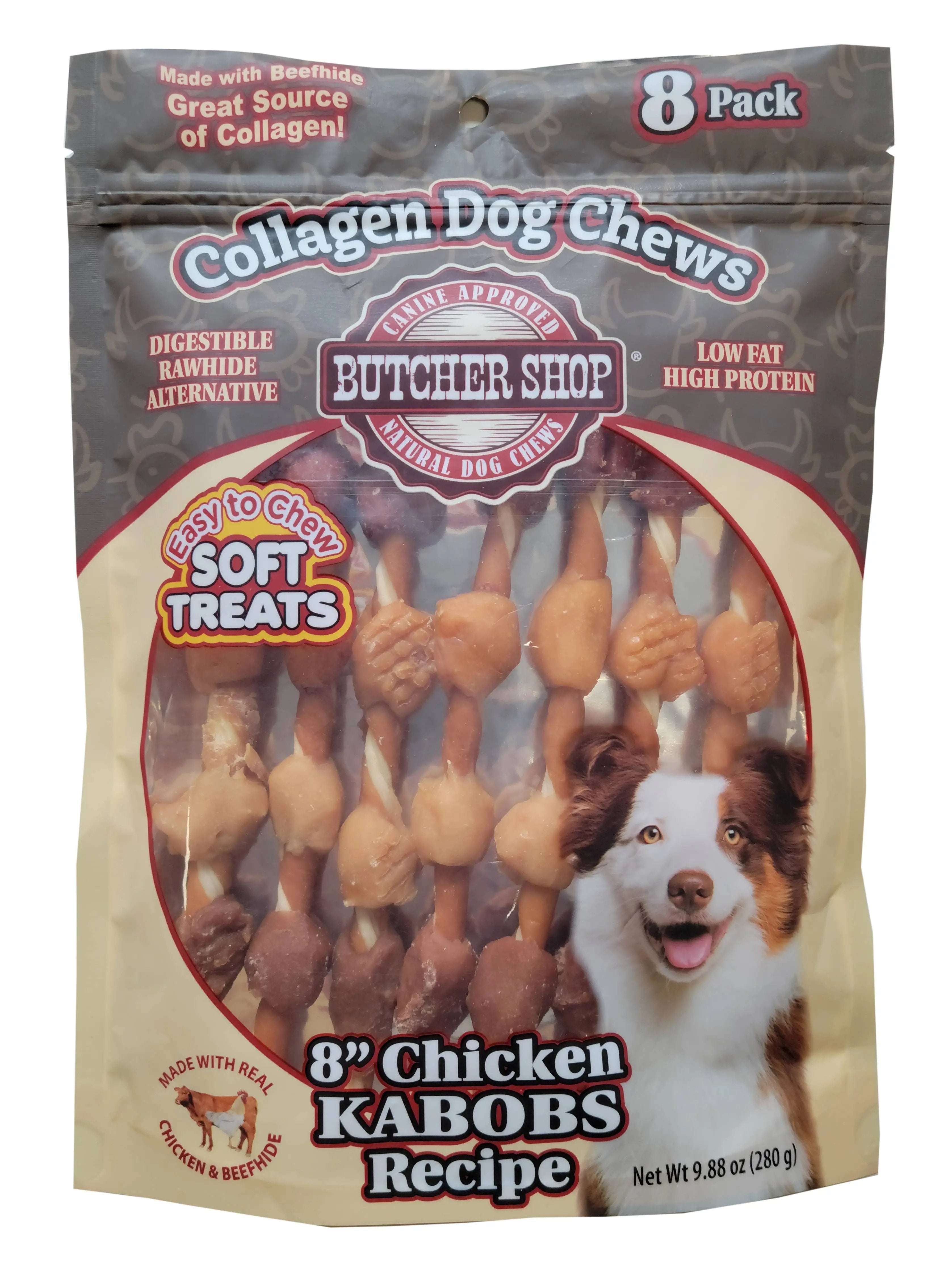 Lovin Tenders Butcher Shop Collagen Dog Chews 8" Chicken Kabobs 8Pk