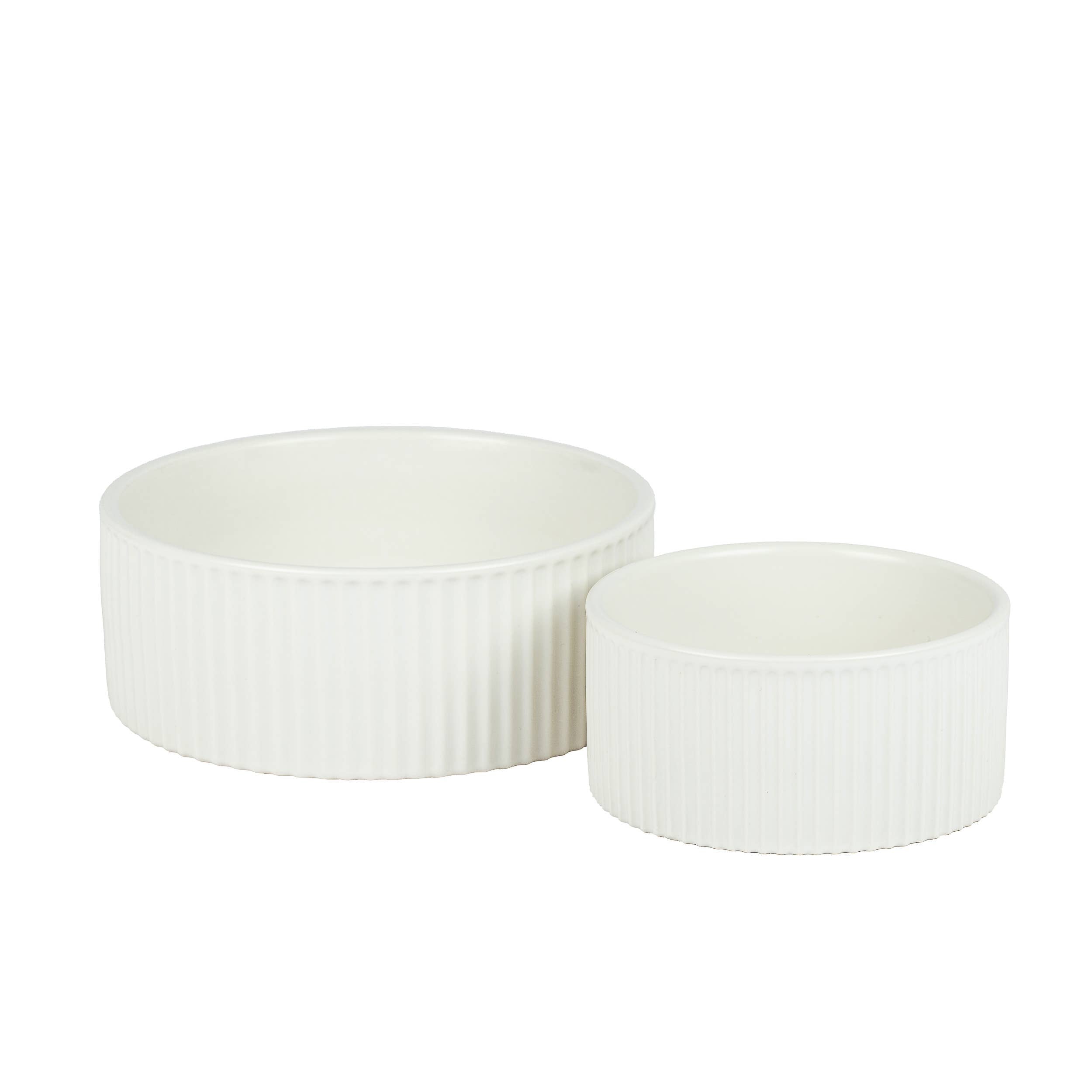 Park Life Designs JARDIN Ribbed Pet Bowl Collection with Modern Matte Exterior