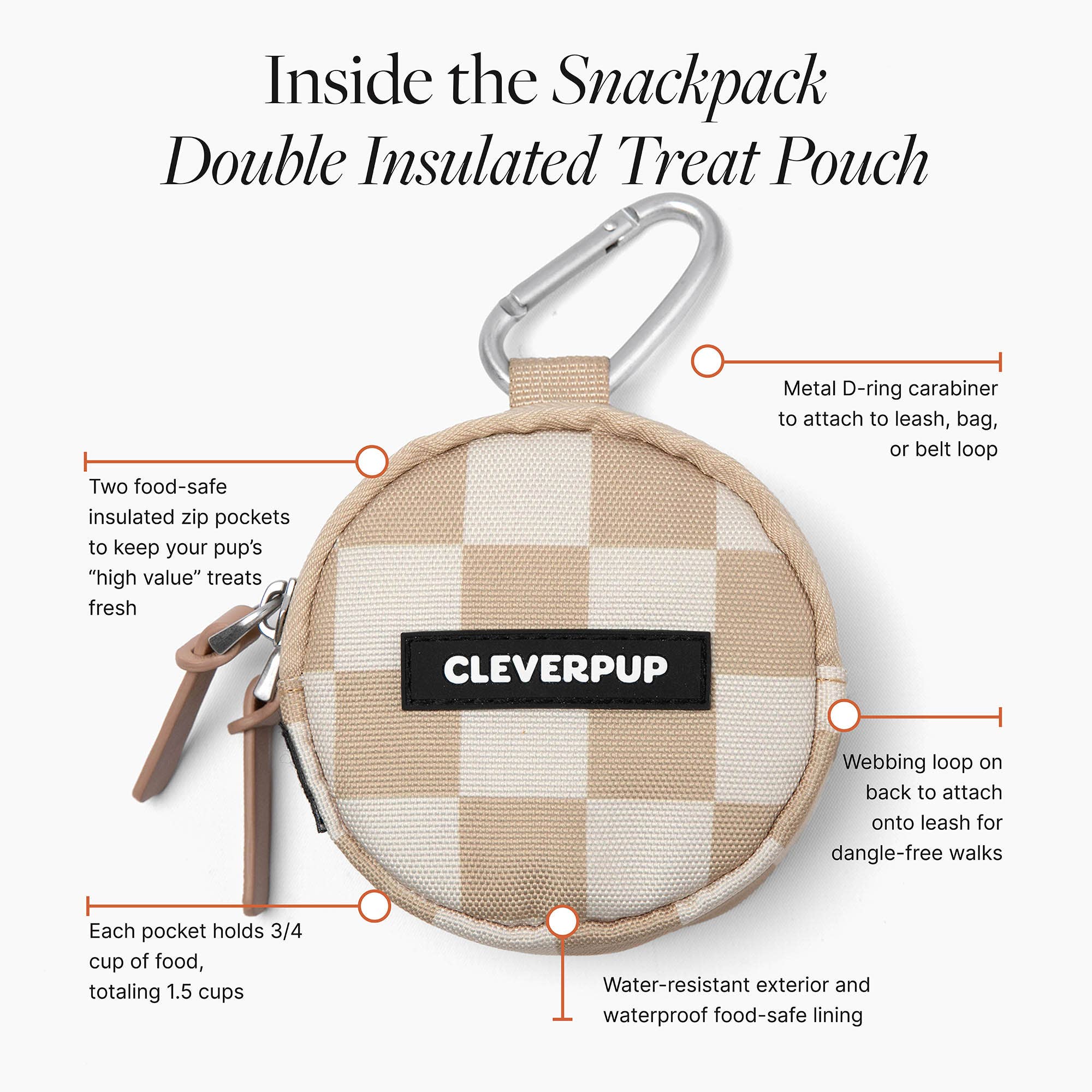 Cleverpup Snackpack Double Insulated Dog Treat Pouch