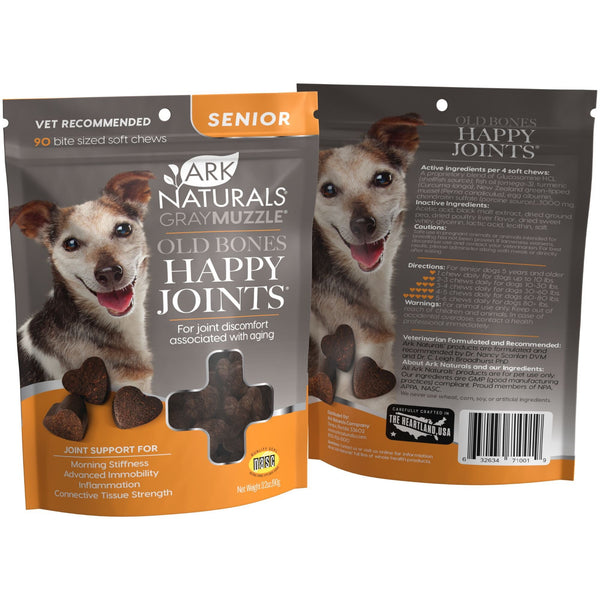 Ark Naturals Gray Muzzle Joint Health Senior Dog Treats, 3.17-Oz Bag, 90 Count