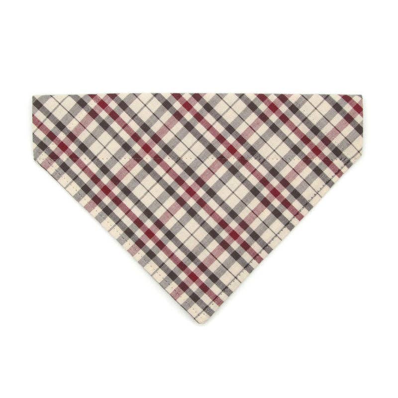 Made By Cleo - "Newberry" - Beige Tan Plaid Bandana for Cat + Small Dogs