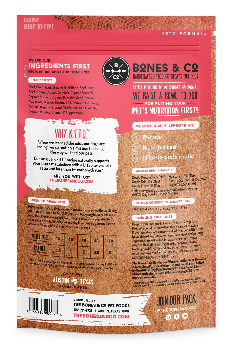 Bones & Co Keto-Approved Raw Frozen Dog Food