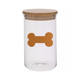 Sparky & Co 20oz Metallic Bone Cylinder Glass Treat Canister With Bamboo Lid