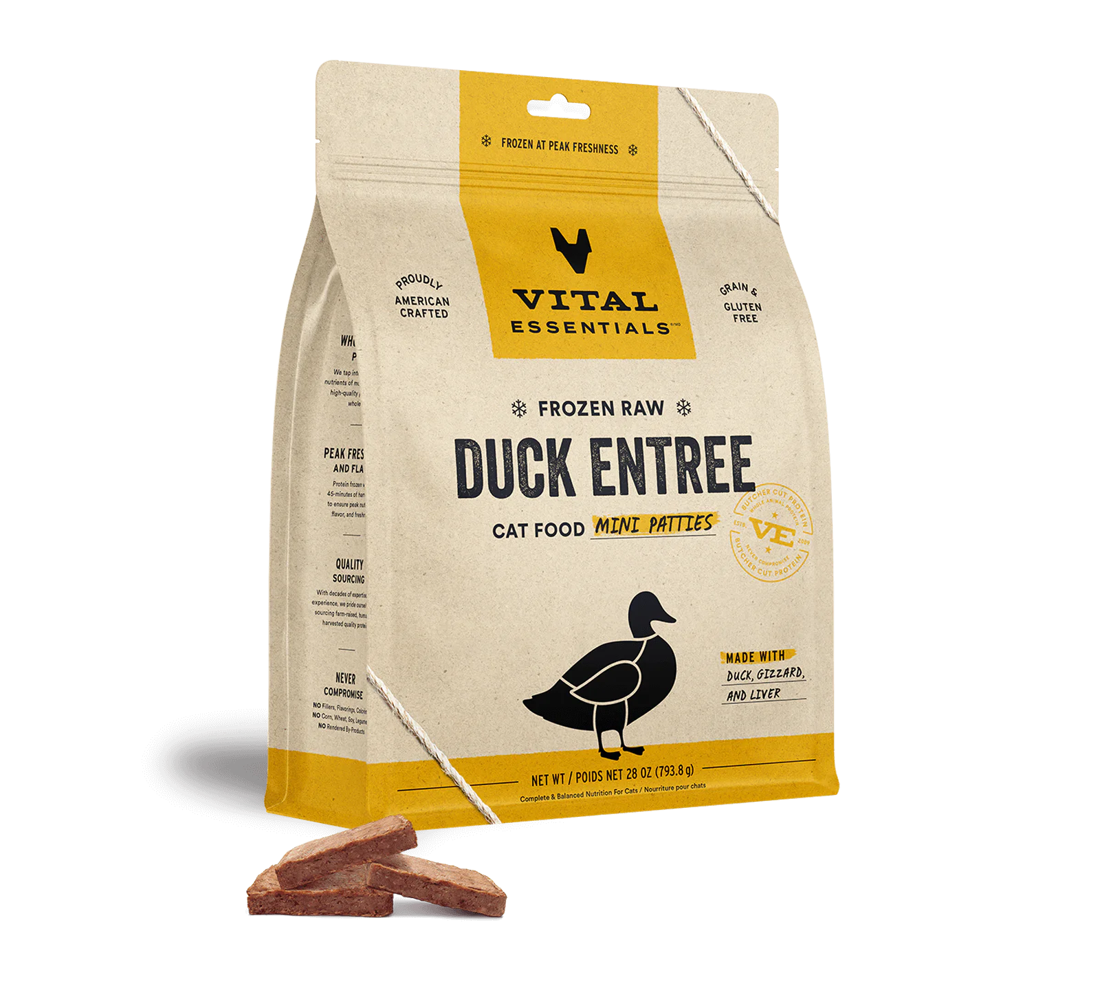Vital Essentials Cat Raw Frozen Mini Patties Duck Cat Food