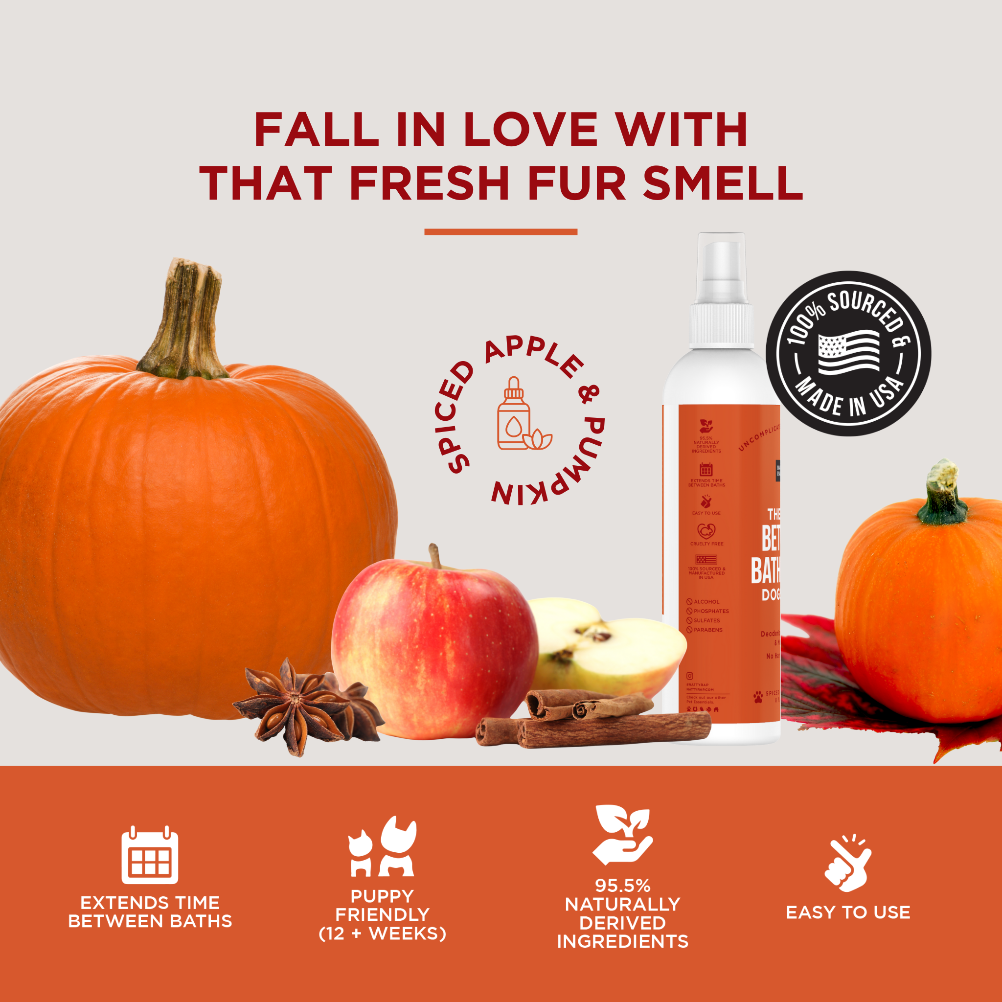 Natural Rapport The Only Between Bath Spray Dogs Need Apple & Pumpkin Scent