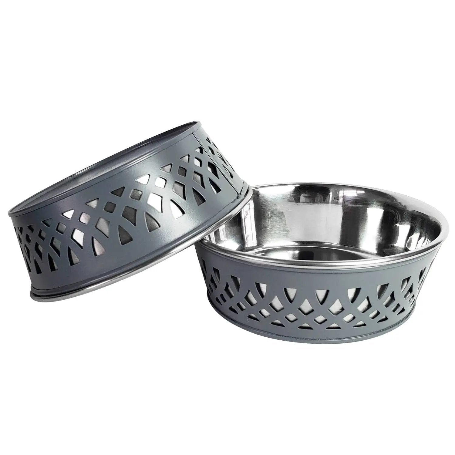 Jojo Modern Pets Eco-friendly Stainless Steel Farmhouse Dog Bowl Gray