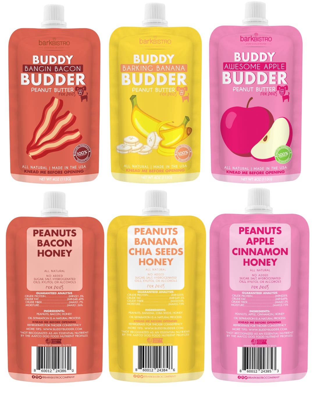 Bark Bistro Dog Peanut Butter Squeeze Buddy Budders