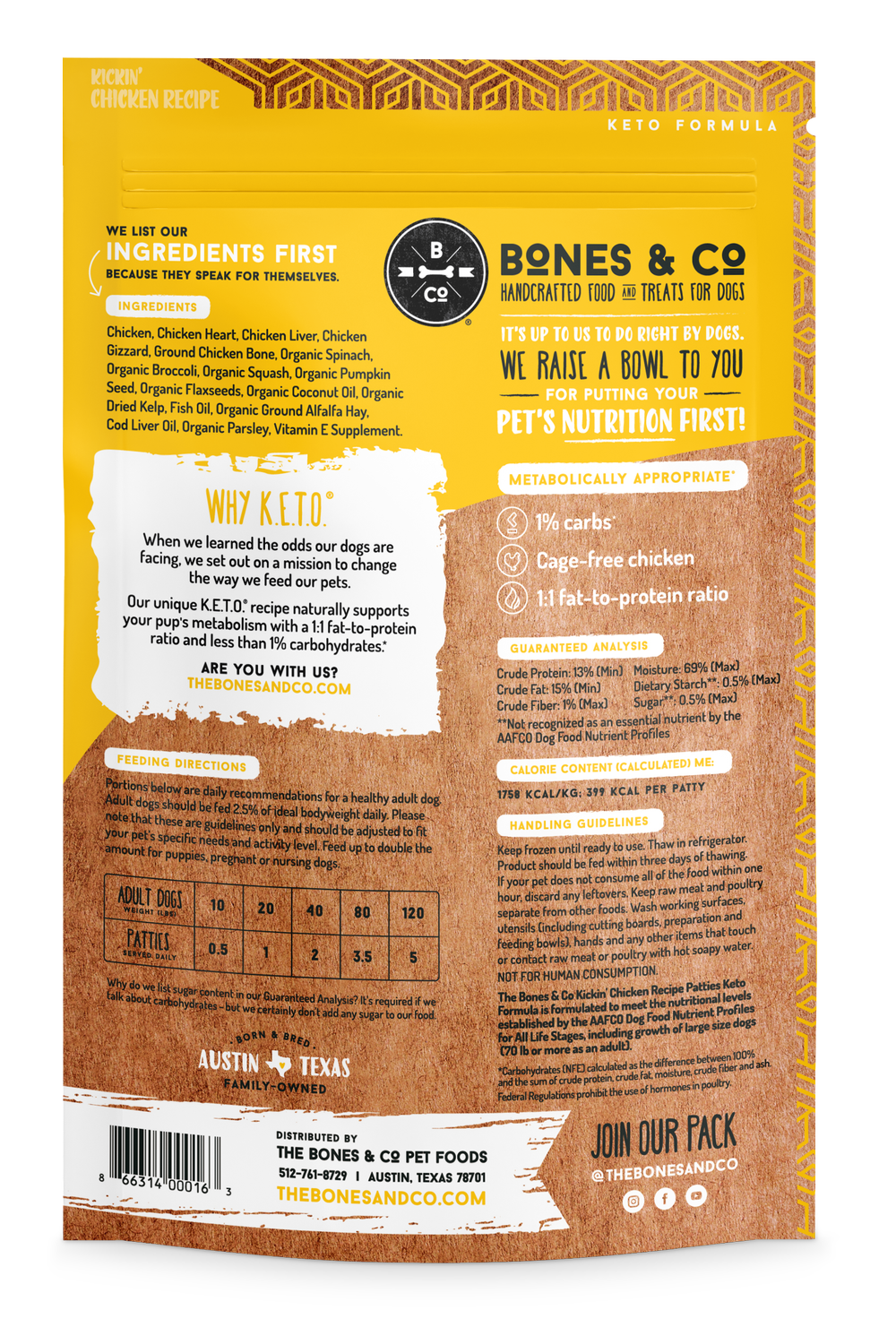 Bones & Co Keto-Approved Raw Frozen Dog Food