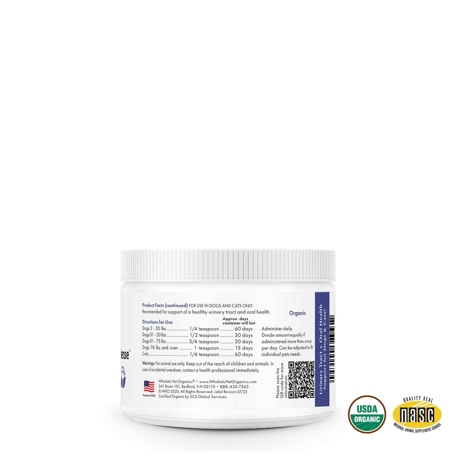 Wholistic Pet Organics WholeCran Intense Supplement for Dogs & Cats