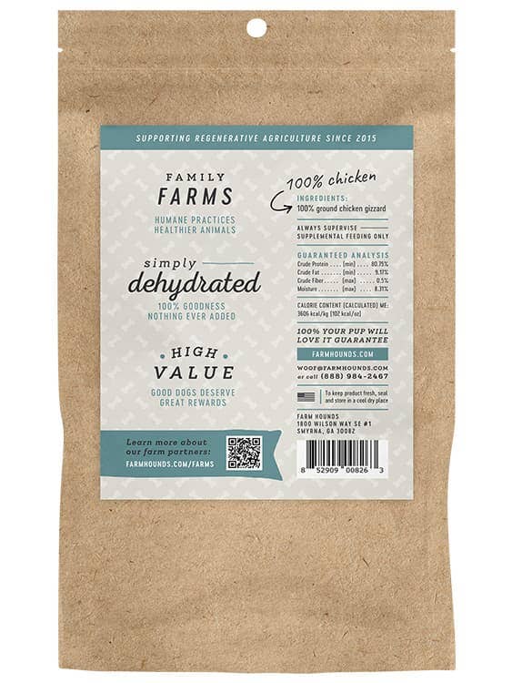 Farm Hounds Chicken Gizzard Trainer Treats All-Natural 4oz