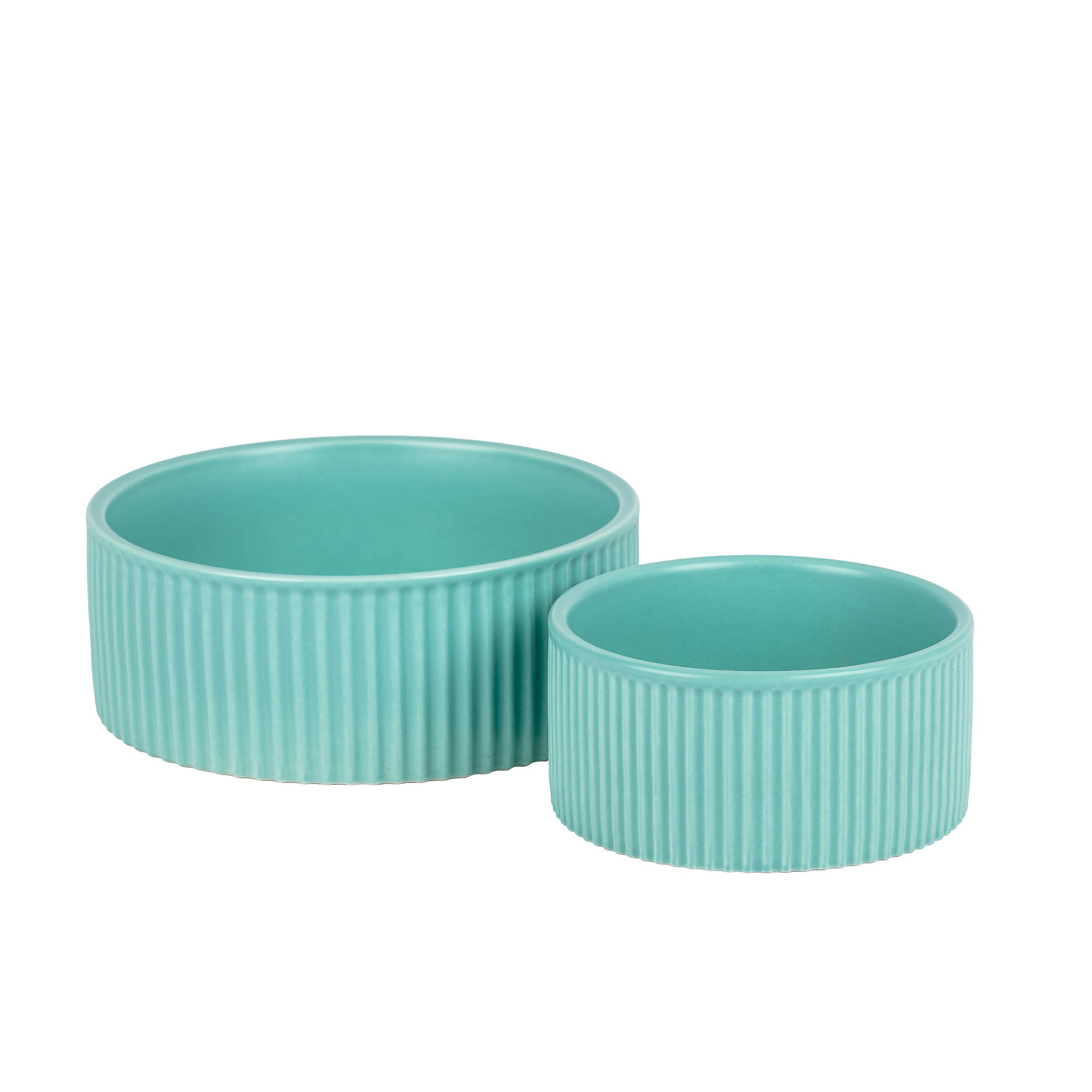 Park Life Designs JARDIN Ribbed Pet Bowl Collection with Modern Matte Exterior