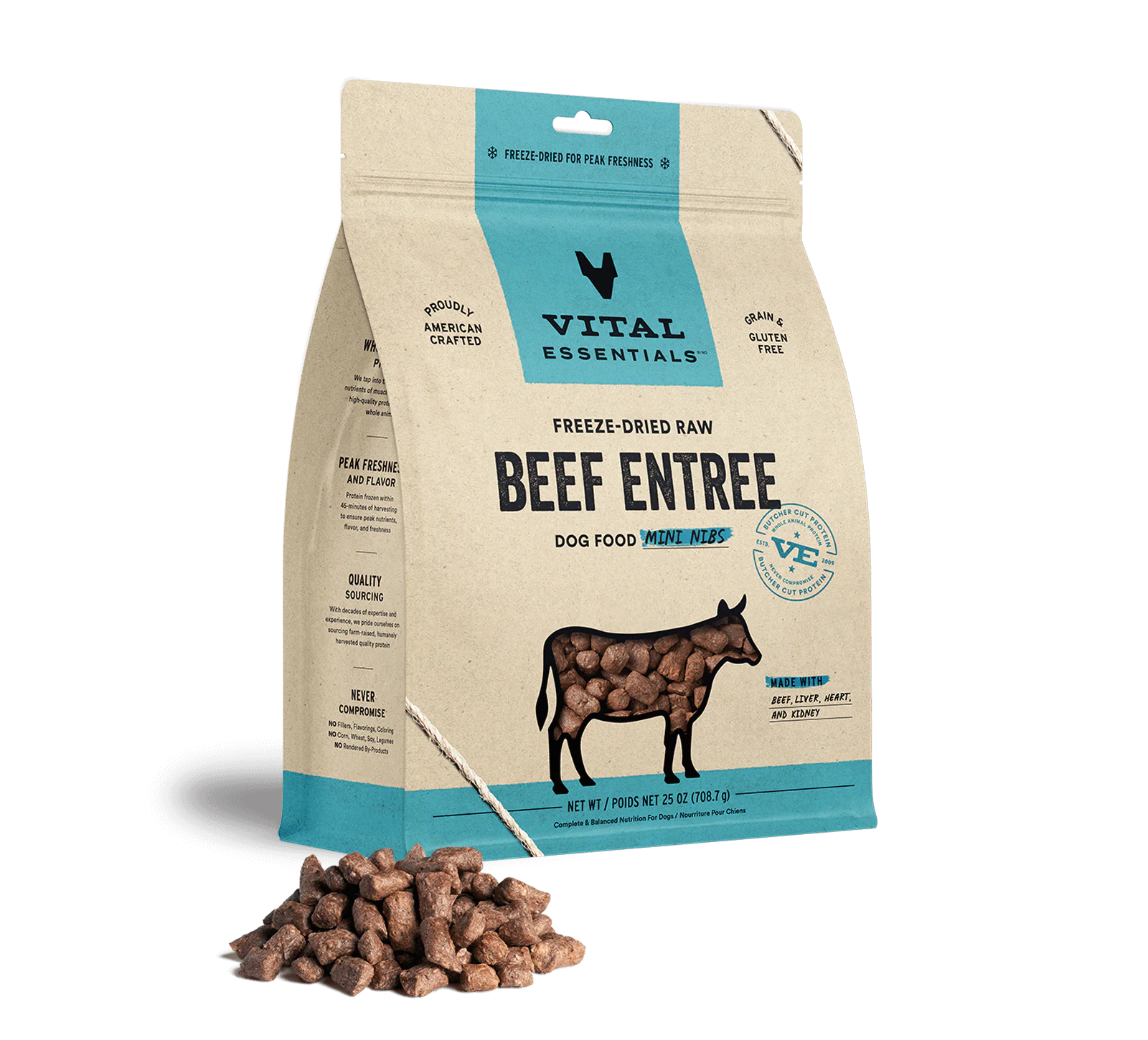 Vital Essentials Raw Freeze-Dried Crunchy Mini Nibs Beef Entree for Dogs