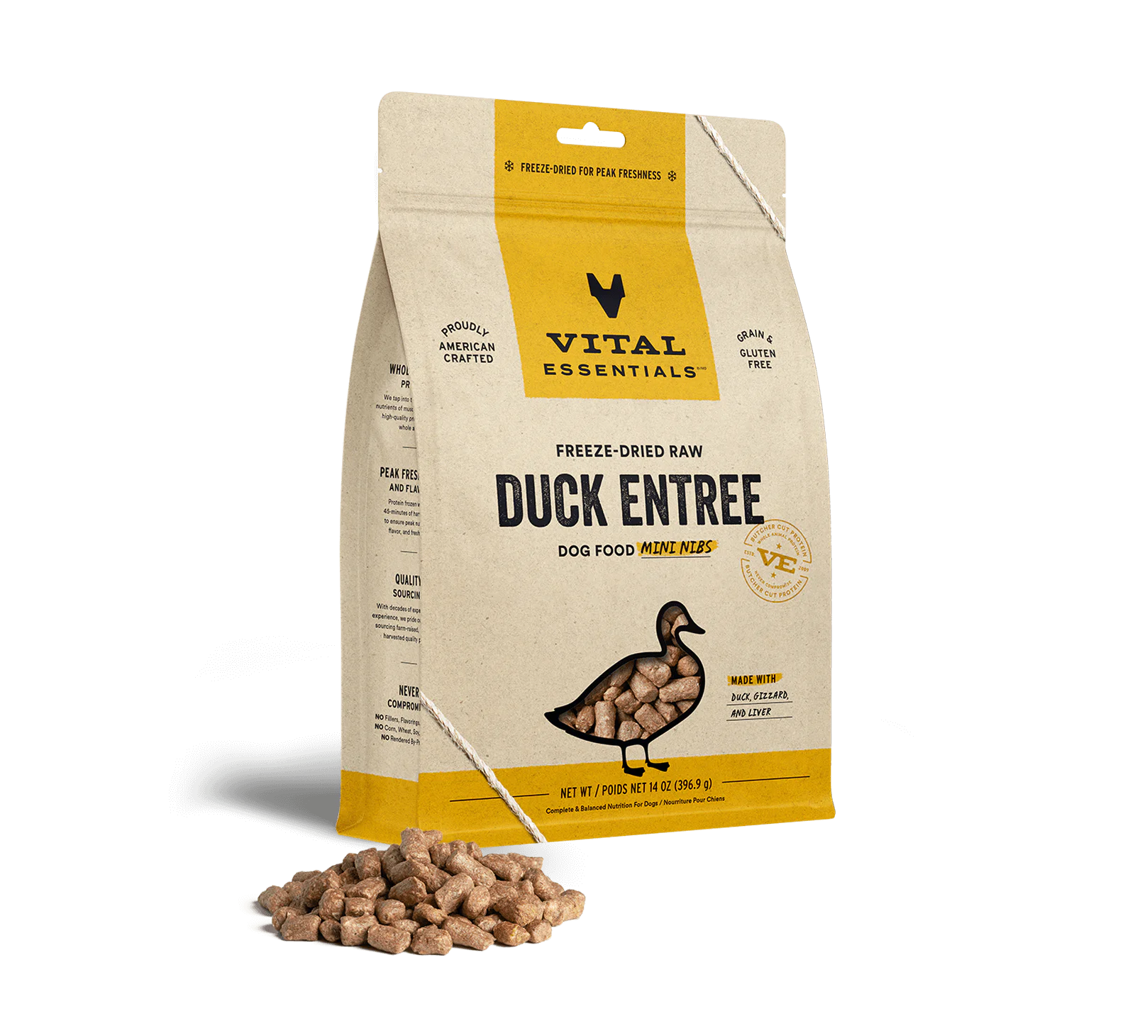 Vital Essentials Raw Freeze-Dried Crunchy Mini Nibs Duck Entree for Dogs