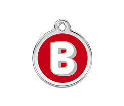 Red Dingo Enamel Pet ID Tag - 1J - Alphabet