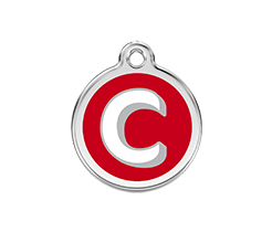 Red Dingo Enamel Pet ID Tag - 1J - Alphabet