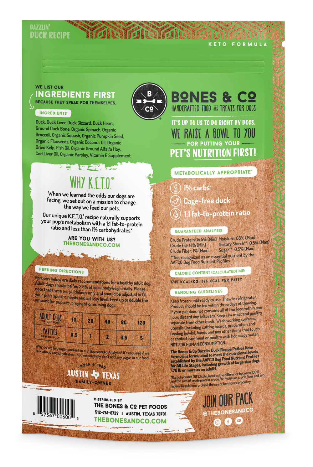 Bones & Co Keto-Approved Raw Frozen Dog Food