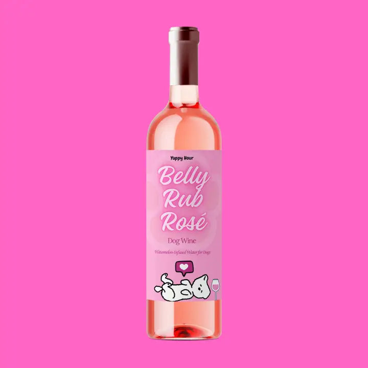 Yappy Hour Belly Rub Rose Dog Wine