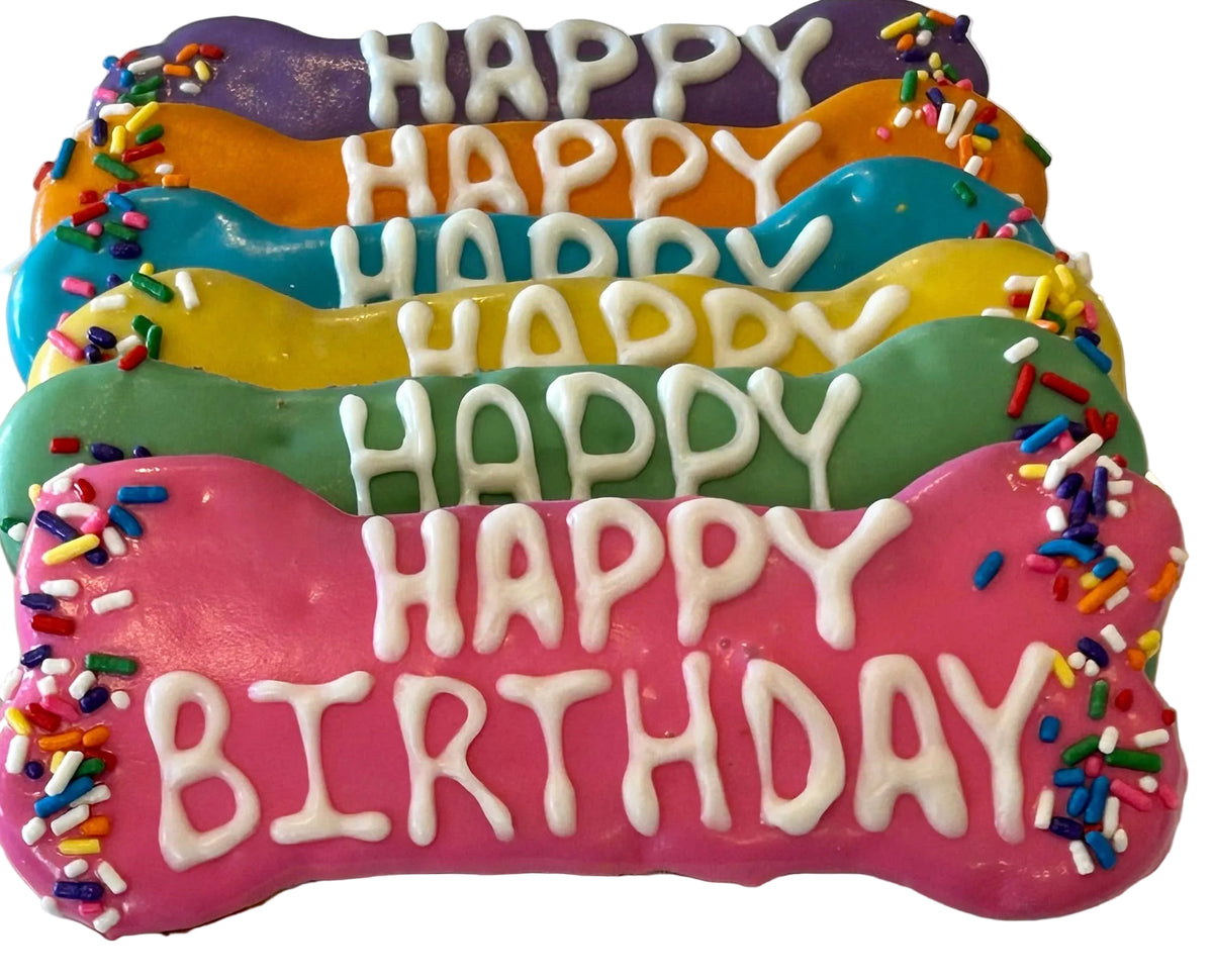 DELCO DOG CO. Happy Birthday Colorful 6" Bone Bakery Dog Treat