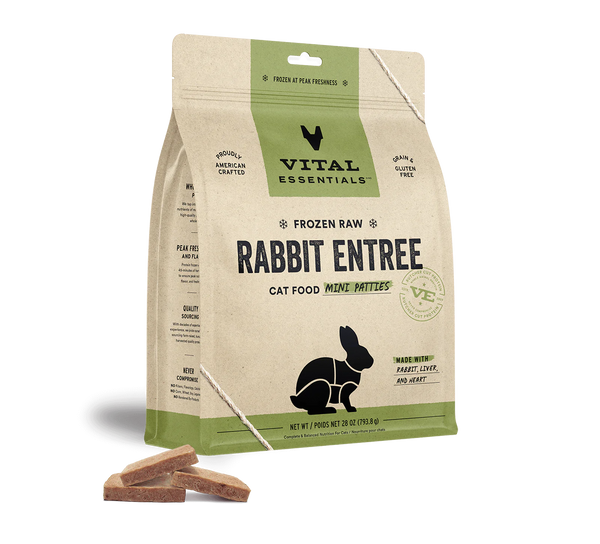 Vital Essentials Cat Raw Frozen Mini Patties Rabbit Cat Food
