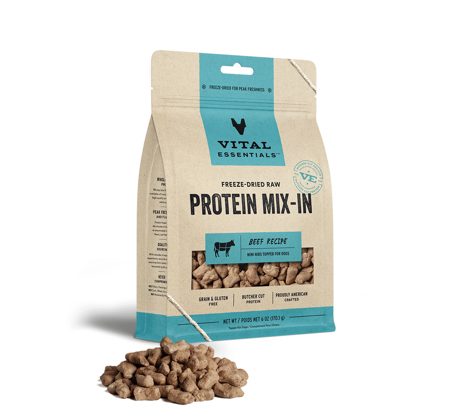 Vital Essentials Freeze-Dried Raw Protein Mix-in Ground Topper Beef 6oz