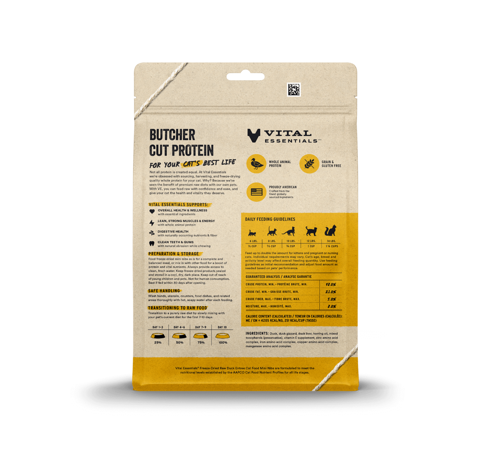 Vital Essentials Cat Freeze-Dried Crunchy Mini Nibs Duck Cat Food