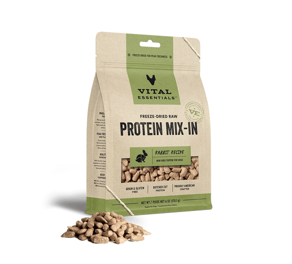 Vital Essentials Freeze-Dried Raw Protein Mix-In Mini Nibs Rabbit Topper for Dogs